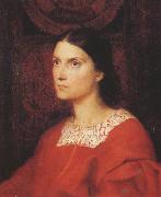 George Frederick watts,O.M.,R.A. Portrait of Lady Wolverton,nee Georgiana Tufnell,half length,earing a red dress (mk37) Spain oil painting artist